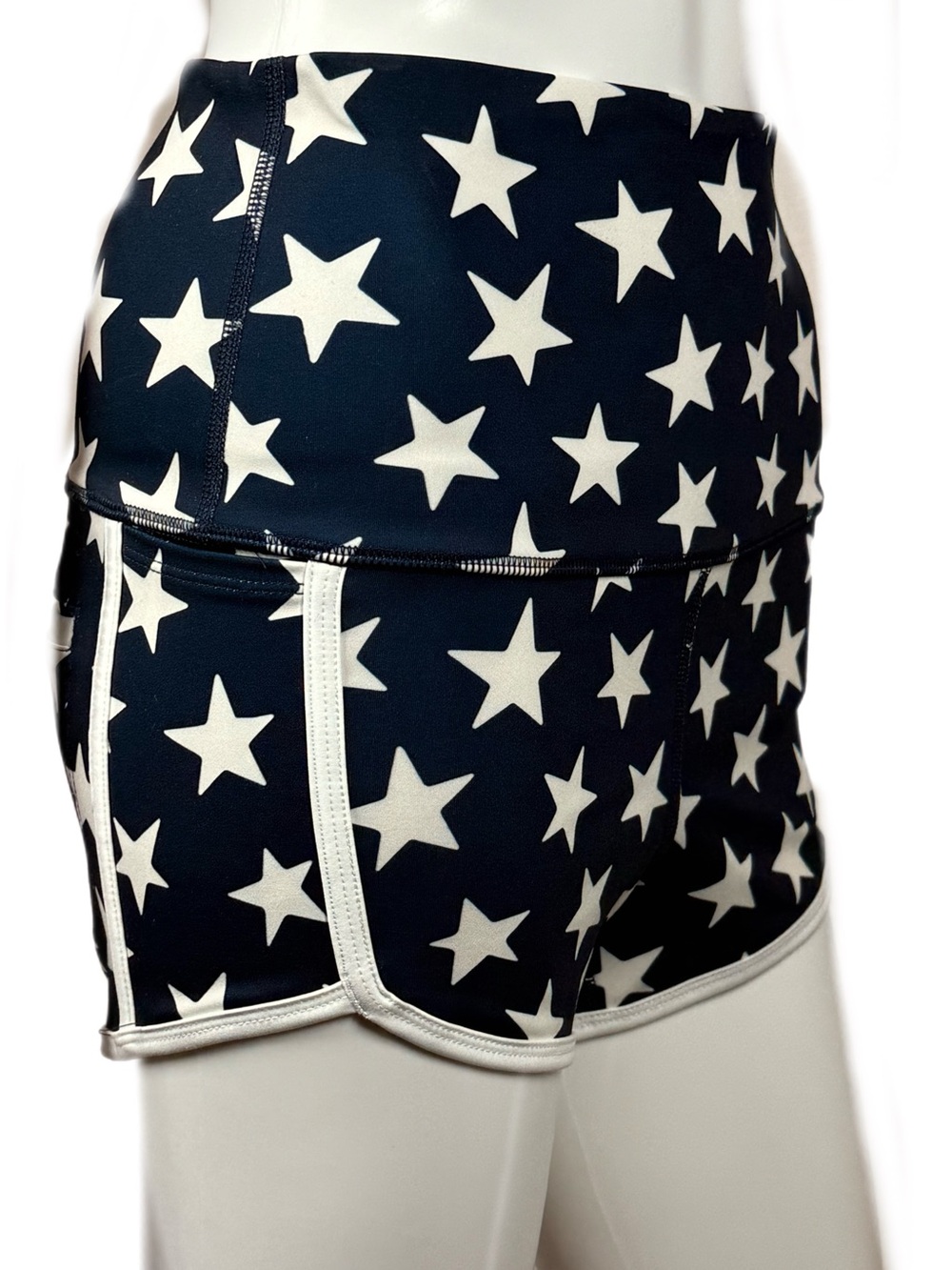 Free People | Island Time Navy Star-Print High-Rise Yoga Athletic Shorts - Picture 4 of 15